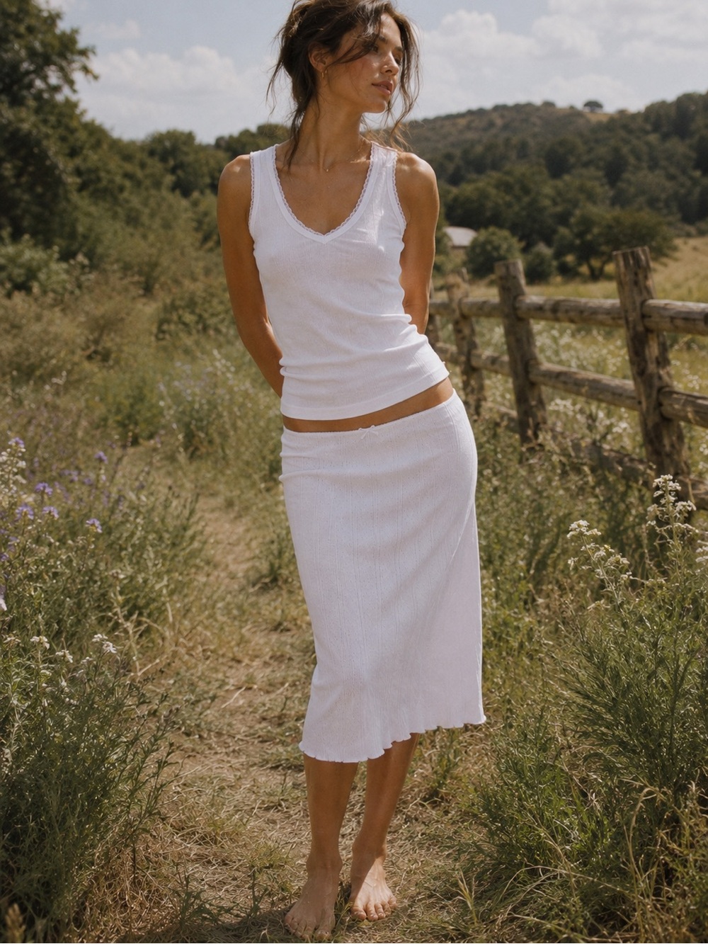 NWTG Cou Cou White Tank & Slip Skirt Set